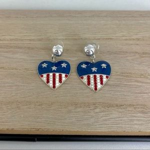 New American Flag Heart Earrings